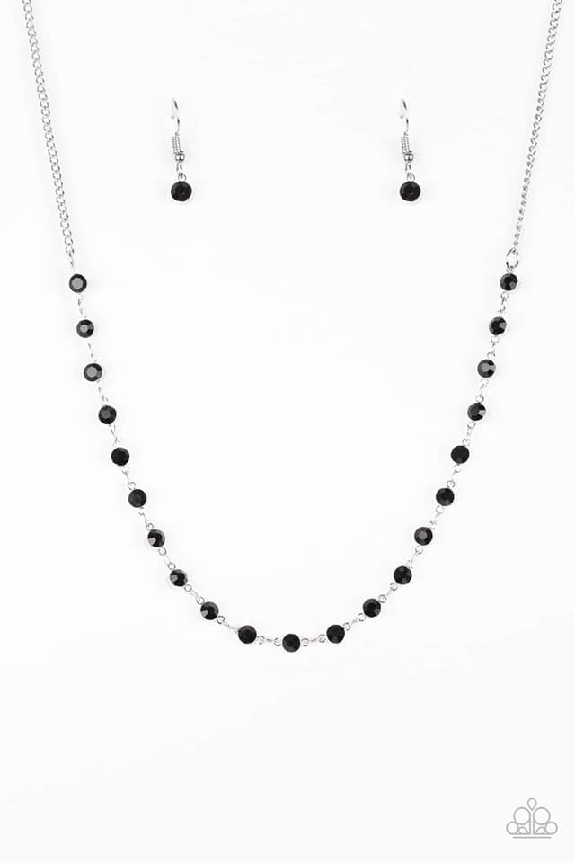 Paparazzi Party Like A Princess - Black Rhinestones - Necklace & Earrings