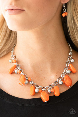 Paparazzi Grand Canyon Grotto - Orange - Silver Necklace & Earrings - $5 Jewelry With Ashley Swint
