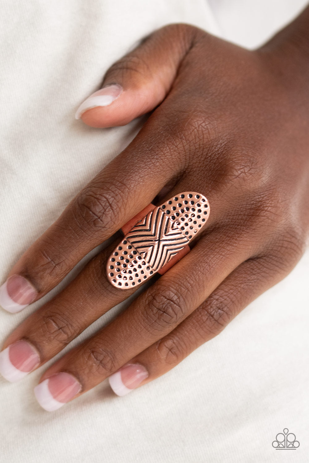 Paparazzi Guru Grunge - Copper - Thick Engraved Hammered Band - Ring - $5 Jewelry with Ashley Swint