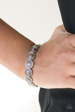 Paparazzi Get Your Shine On - Pink Rhinestones - Silver Bracelet - $5 Jewelry With Ashley Swint