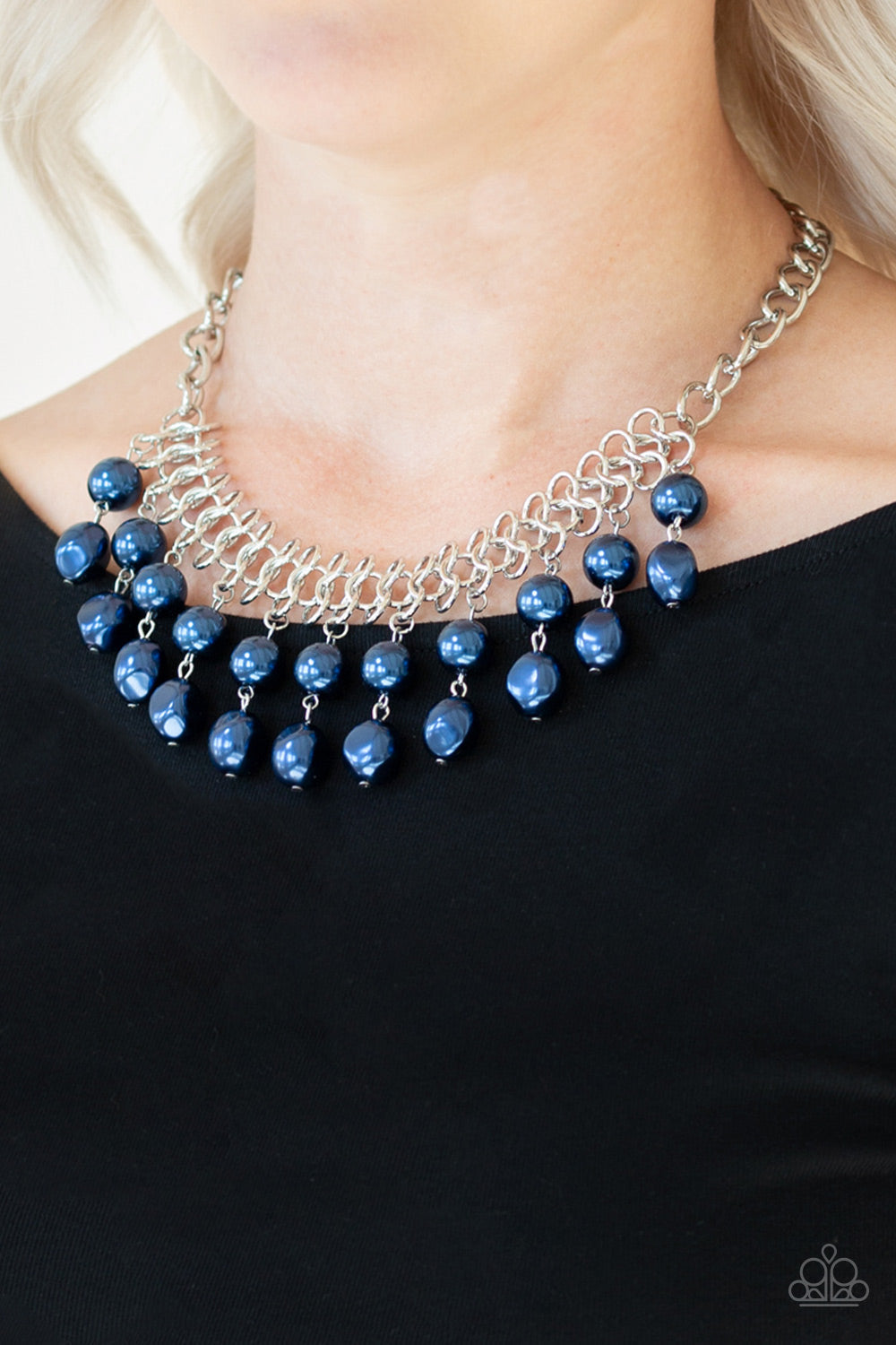Paparazzi 5th Avenue Fleek - Blue - Pearls - Silver Chain Necklace & Earrings - $5 Jewelry with Ashley Swint