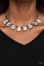 Load image into Gallery viewer, Paparazzi After Party Access - Black Gunmetal - Emerald White Gems - Necklace &amp; Earrings - $5 Jewelry with Ashley Swint