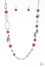 Load image into Gallery viewer, Paparazzi All About Me - Red Pearls - Silver Beads - Necklace &amp; Earrings - $5 Jewelry with Ashley Swint