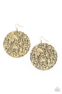 Paparazzi Animal Planet - Gold - Black Python Print - Earrings - $5 Jewelry with Ashley Swint