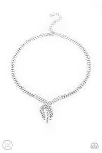 Paparazzi Ante Up - White Rhinestones - Choker Style Necklace & Earrings - $5 Jewelry with Ashley Swint