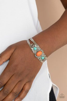 Paparazzi Artisan Ancestry - Orange - Turquoise Stone - Cuff Bracelet - $5 Jewelry with Ashley Swint