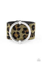 Load image into Gallery viewer, Paparazzi Asking FUR Trouble - Green - Thick Black Leather Band - Fuzzy Cheetah Pattern - Bracelet - $5 Jewelry with Ashley Swint