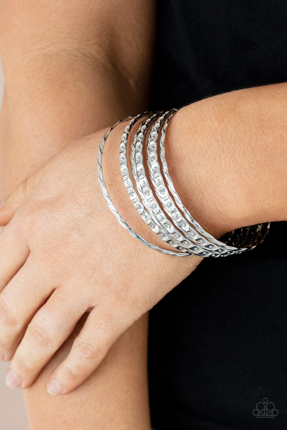PRE-ORDER - Paparazzi Back-To-Back Stacks - Silver - Set of 6 Bracelets - $5 Jewelry with Ashley Swint
