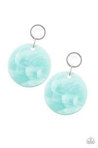 Paparazzi Beach Bliss - Blue - Shell Like Acrylic - Silver Hoop Post Earrings - $5 Jewelry With Ashley Swint