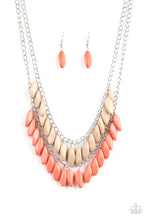 Load image into Gallery viewer, Paparazzi Beaded Boardwalk - Orange - Coral Faceted Soybean Beads - Double Fringe Necklace &amp; Earrings - $5 Jewelry with Ashley Swint
