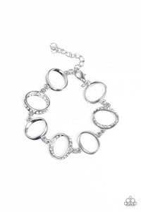 Paparazzi Beautiful Inside and Out - White Rhinestones - Silver Hoops - Bracelet - $5 Jewelry with Ashley Swint