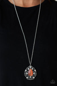 PRE-ORDER - Paparazzi Bewitched Beam - Orange Cat's Eye Stone - Necklace & Earrings - $5 Jewelry with Ashley Swint