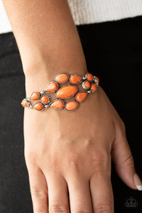 Paparazzi Blooming Prairies - Orange Teardrop Stones - Studded Silver Frame - Bracelet - $5 Jewelry with Ashley Swint