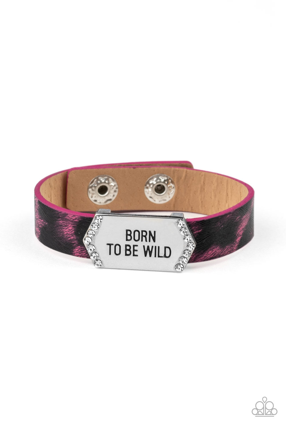 Paparazzi Born To Be Wild - Pink - Cheetah - White Rhinestones - Bracelet - $5 Jewelry with Ashley Swint