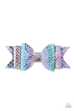 Paparazzi BOW Your Mind - BLUE - Rainbow Scale Pattern - Hair Clip - $5 Jewelry with Ashley Swint