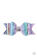 Load image into Gallery viewer, Paparazzi BOW Your Mind - BLUE - Rainbow Scale Pattern - Hair Clip - $5 Jewelry with Ashley Swint