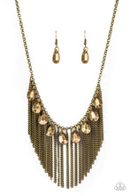 Load image into Gallery viewer, Paparazzi Bragging Rights - Brass - Faceted Teardrops - Brass Chains - Necklace &amp; Earrings - $5 Jewelry with Ashley Swint
