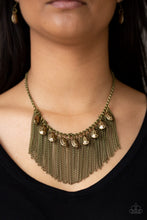 Load image into Gallery viewer, Paparazzi Bragging Rights - Brass - Faceted Teardrops - Brass Chains - Necklace &amp; Earrings - $5 Jewelry with Ashley Swint