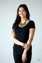 Load image into Gallery viewer, Paparazzi Bragging Rights - Brass - Faceted Teardrops - Brass Chains - Necklace &amp; Earrings - $5 Jewelry with Ashley Swint