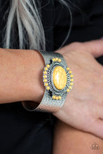 Load image into Gallery viewer, Paparazzi Canyon Crafted - Yellow Stones - Silver Cuff Bracelet - $5 Jewelry With Ashley Swint