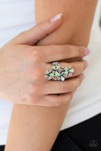 Load image into Gallery viewer, Paparazzi Climbing Gardens - Green Flowers - Silver Ring - $5 Jewelry With Ashley Swint