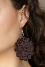 Load image into Gallery viewer, Paparazzi Coachella Cabaret - Brown - Floral Whimsical - Wooden Earrings - $5 Jewelry with Ashley Swint