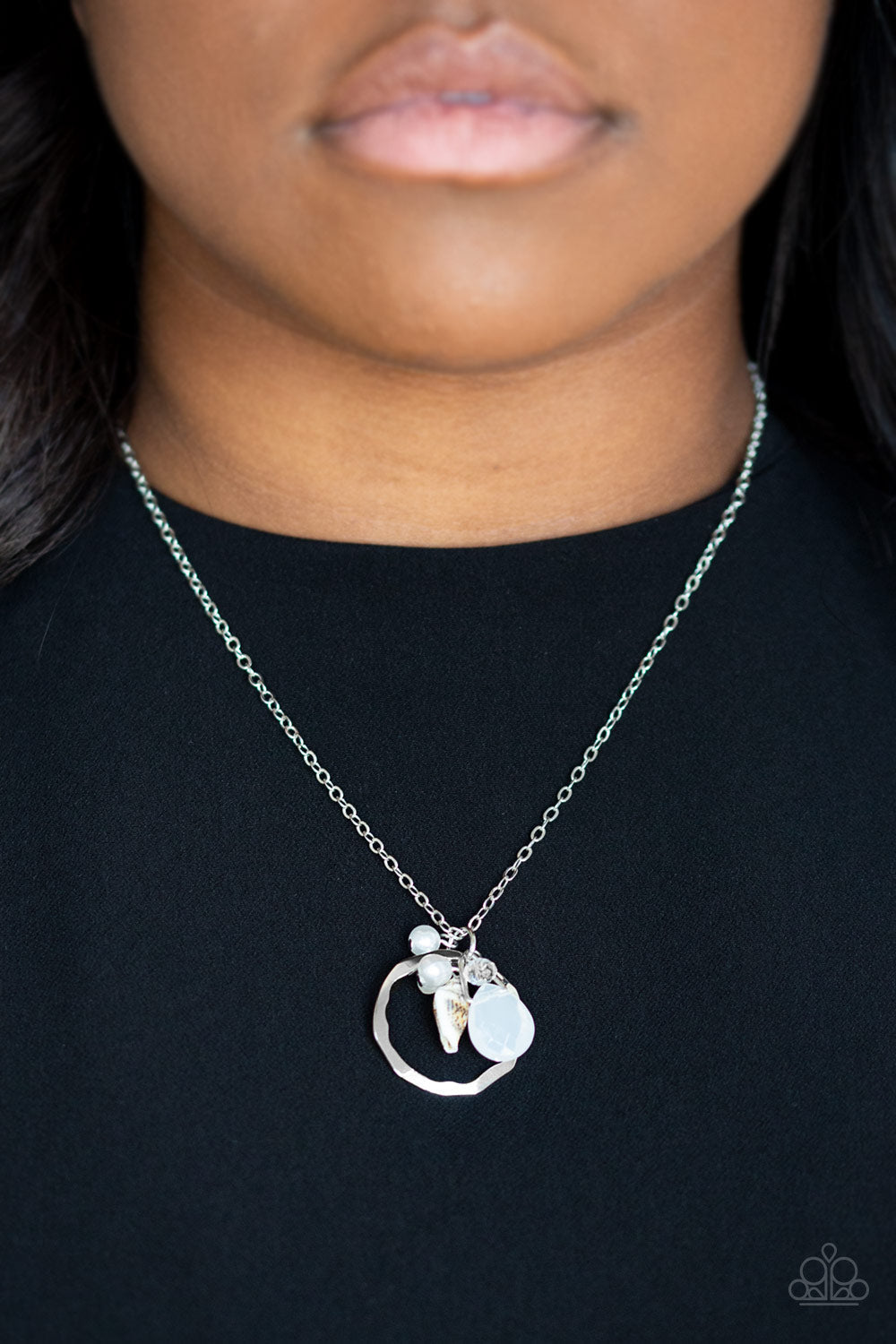 Paparazzi Coastal Couture - Silver - Shell - Necklace and matching Earrings - $5 Jewelry with Ashley Swint
