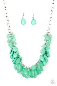 Paparazzi Colorfully Clustered - Green - Minty Teardrop Beads - Silver Chain Necklace & Earrings - $5 Jewelry with Ashley Swint