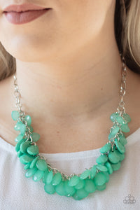 Paparazzi Colorfully Clustered - Green - Minty Teardrop Beads - Silver Chain Necklace & Earrings - $5 Jewelry with Ashley Swint