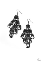 Load image into Gallery viewer, Paparazzi Contemporary Catwalk - Black - Faceted Gunmetal Emerald Shaped Frames - Earrings - $5 Jewelry With Ashley Swint