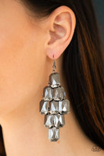 Load image into Gallery viewer, Paparazzi Contemporary Catwalk - Black - Faceted Gunmetal Emerald Shaped Frames - Earrings - $5 Jewelry With Ashley Swint