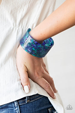 Paparazzi Cosmic Couture - Blue - Watercolor Thick Acrylic Cuff Bracelet - $5 Jewelry with Ashley Swint