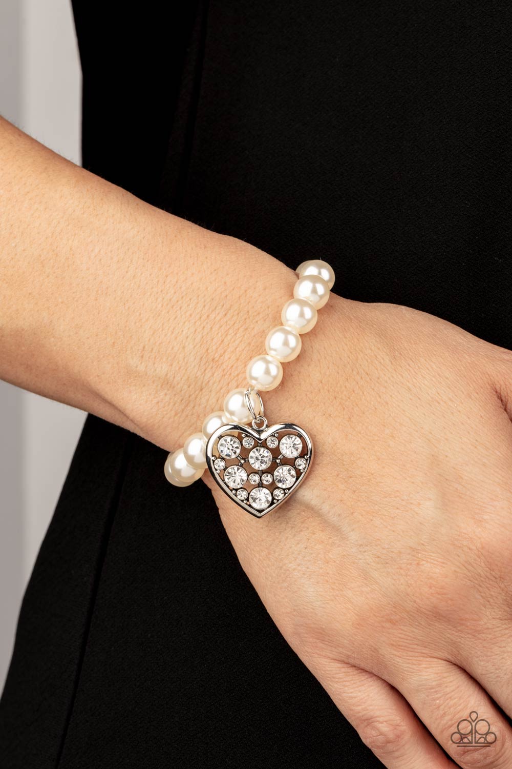 Paparazzi Cutely Crushing - White - Bracelet - $5 Jewelry with Ashley Swint