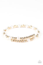 Load image into Gallery viewer, Paparazzi Decadently Dainty - Gold - Shiny Beads, Pearls &amp; Rhinestones - Wire Wrap Bracelet - $5 Jewelry with Ashley Swint