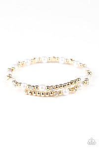 Paparazzi Decadently Dainty - Gold - Shiny Beads, Pearls & Rhinestones - Wire Wrap Bracelet - $5 Jewelry with Ashley Swint