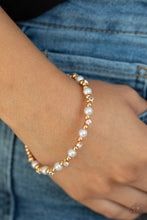 Load image into Gallery viewer, Paparazzi Decadently Dainty - Gold - Shiny Beads, Pearls &amp; Rhinestones - Wire Wrap Bracelet - $5 Jewelry with Ashley Swint