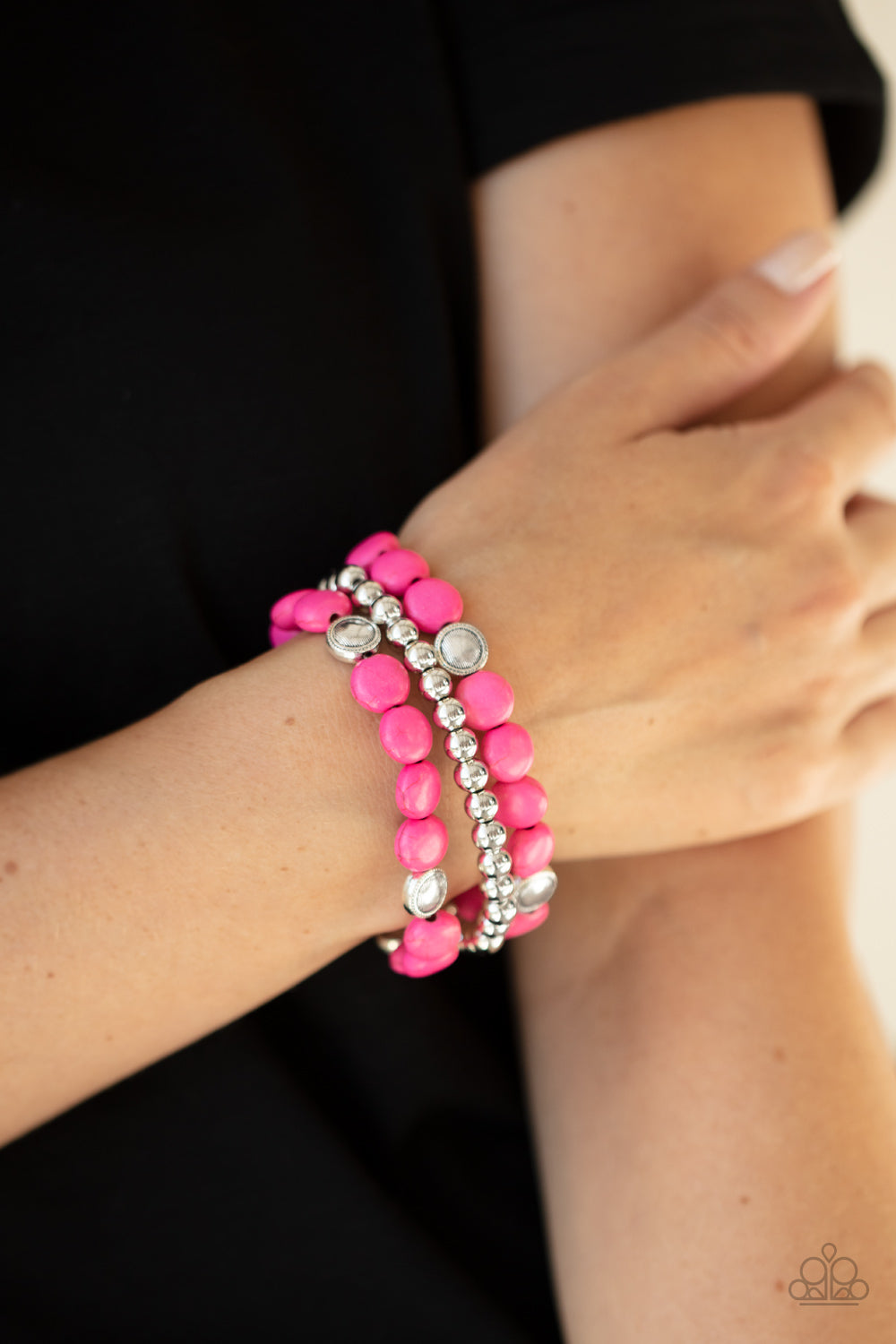 PRE-ORDER - Paparazzi Desert Verbena - Pink - Set of 3 Stretchy Bracelets - $5 Jewelry with Ashley Swint