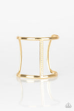 Load image into Gallery viewer, Paparazzi Diamond Deity - Gold - White Rhinestones - Cuff Bracelet - $5 Jewelry With Ashley Swint