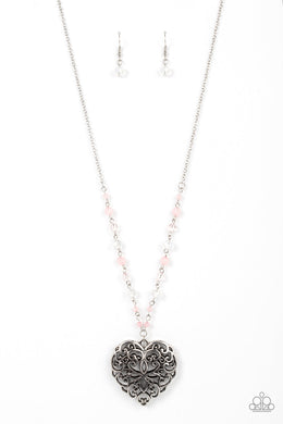Paparazzi Doting Devotion - Pink - Necklace & Earrings - $5 Jewelry with Ashley Swint