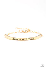 Load image into Gallery viewer, Paparazzi Dream Out Loud - Gold - Stamped Inspirational Bracelet - $5 Jewelry with Ashley Swint