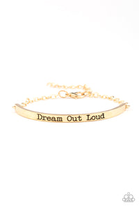 Paparazzi Dream Out Loud - Gold - Stamped Inspirational Bracelet - $5 Jewelry with Ashley Swint