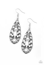 Load image into Gallery viewer, Paparazzi Fantastically Fanciful - White Beads - Silver Teardrop - Earrings - $5 Jewelry with Ashley Swint