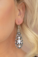 Load image into Gallery viewer, Paparazzi Fantastically Fanciful - White Beads - Silver Teardrop - Earrings - $5 Jewelry with Ashley Swint