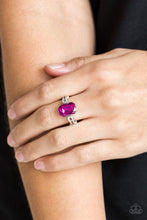 Load image into Gallery viewer, Paparazzi Feast Your Eyes - Pink Gem - Emerald Cut - Dainty Silver Band Ring - $5 Jewelry with Ashley Swint