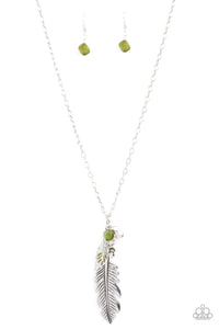 Paparazzi Feather Flair - Green - Necklace & Earrings - $5 Jewelry with Ashley Swint