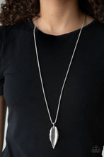 Load image into Gallery viewer, Paparazzi Feather Forager - Silver - Feather Pendant - Silver Popcorn Chain Necklace &amp; Earrings - $5 Jewelry With Ashley Swint