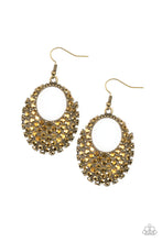 Load image into Gallery viewer, Paparazzi Fierce Flash - Brass - Aurum Rhinestones - Earrings - $5 Jewelry with Ashley Swint