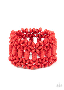 Paparazzi Fiji Flavor - Red - Wooden Beads - Stretchy Bracelet - $5 Jewelry with Ashley Swint