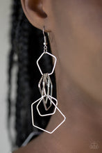 Load image into Gallery viewer, Paparazzi Five-Sided Fabulous - Silver - Pentagon Earrings - $5 Jewelry with Ashley Swint