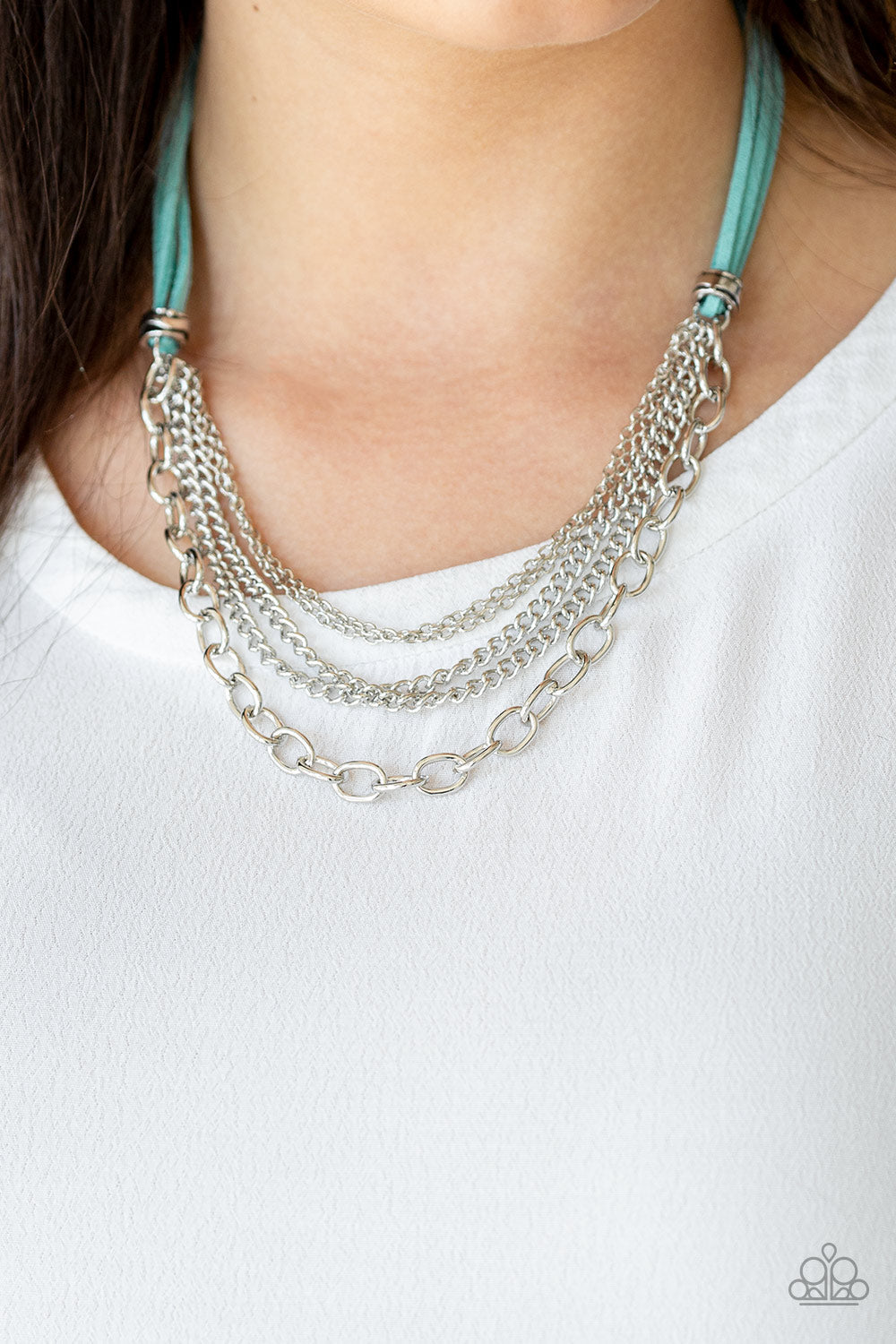 Paparazzi Free Roamer - Blue - Suede - Silver Chain Necklace & Earrings - $5 Jewelry with Ashley Swint